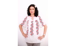 Ie damă cu mânecă scurtă model floral roşu